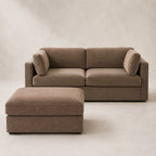 Bellano 2 Seater Sofa + Footstool in Coffee Luxe Chenille