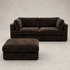 Bellano 2 Seater Sofa + Footstool in Double Espresso Luxe Chenille