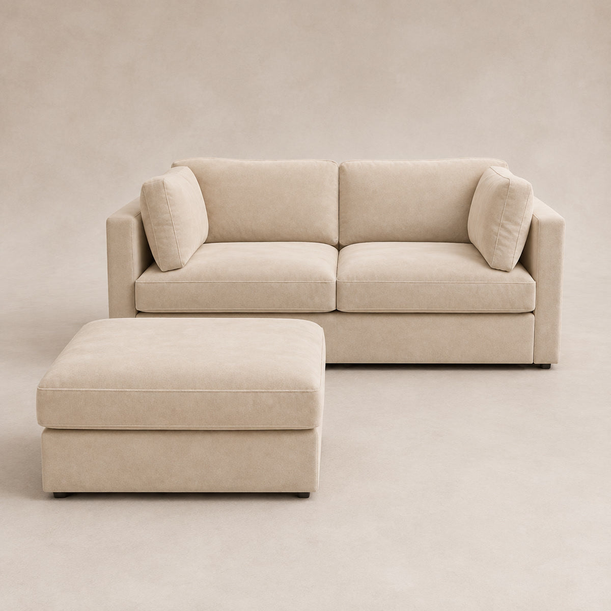 Bellano 2 Seater Sofa + Footstool in Summer Beach Luxe Chenille
