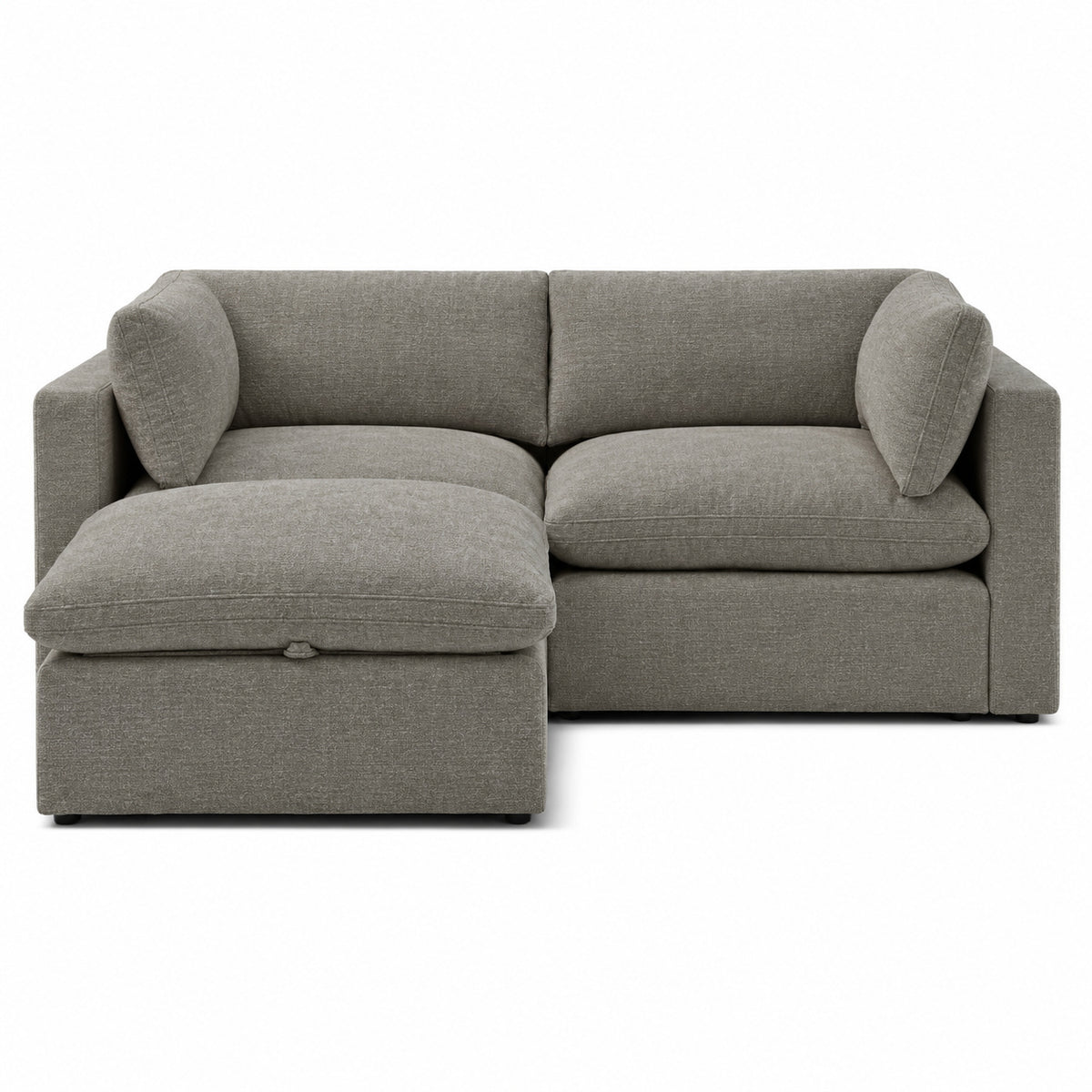 Bellano 2 Seater Sofa + Footstool — Luxe Chenille Crimsy Truffle — Pillow — Extra-soft fibre & feather
