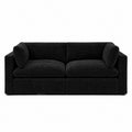 Bellano 2 Seater Sofa — luxe chenille Black Top — Pillow — Extra-soft fibre & feather