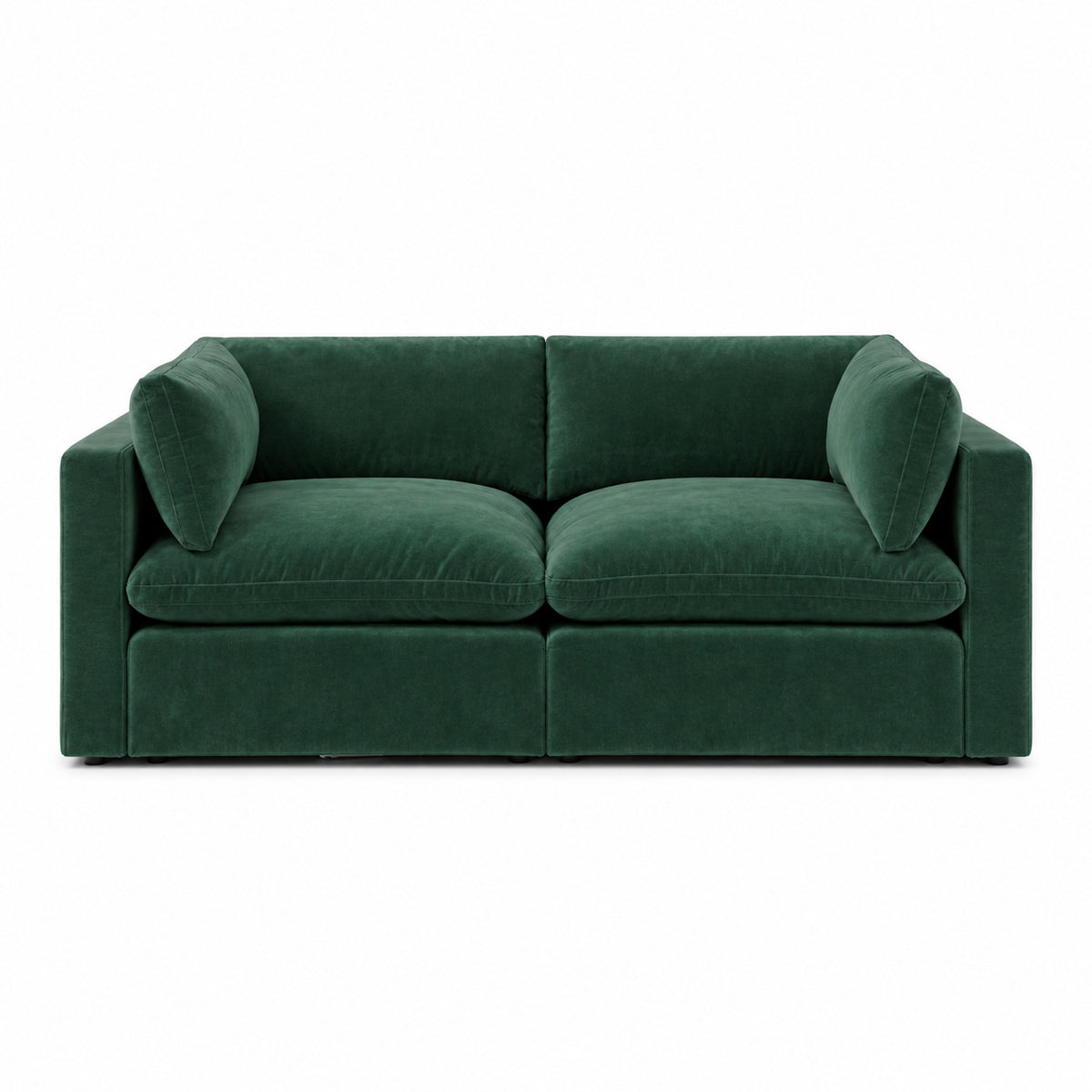 Bellano 2 Seater Sofa — plush velvet Emerald — Pillow — Extra-soft fibre & feather