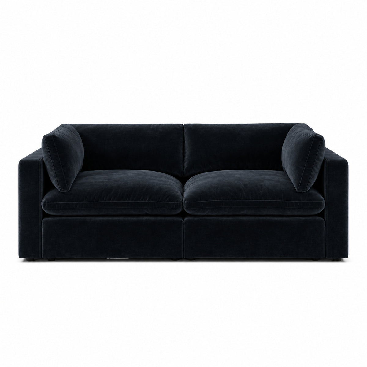 Bellano 2 Seater Sofa — plush velvet Midnight Noir — Pillow — Extra-soft fibre & feather