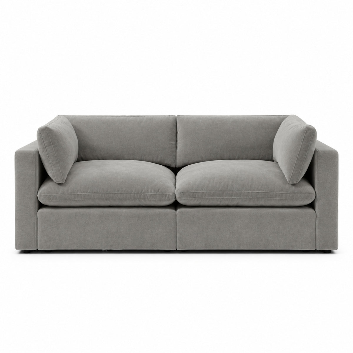 Bellano 2 Seater Sofa — plush velvet Silver — Pillow — Extra-soft fibre & feather