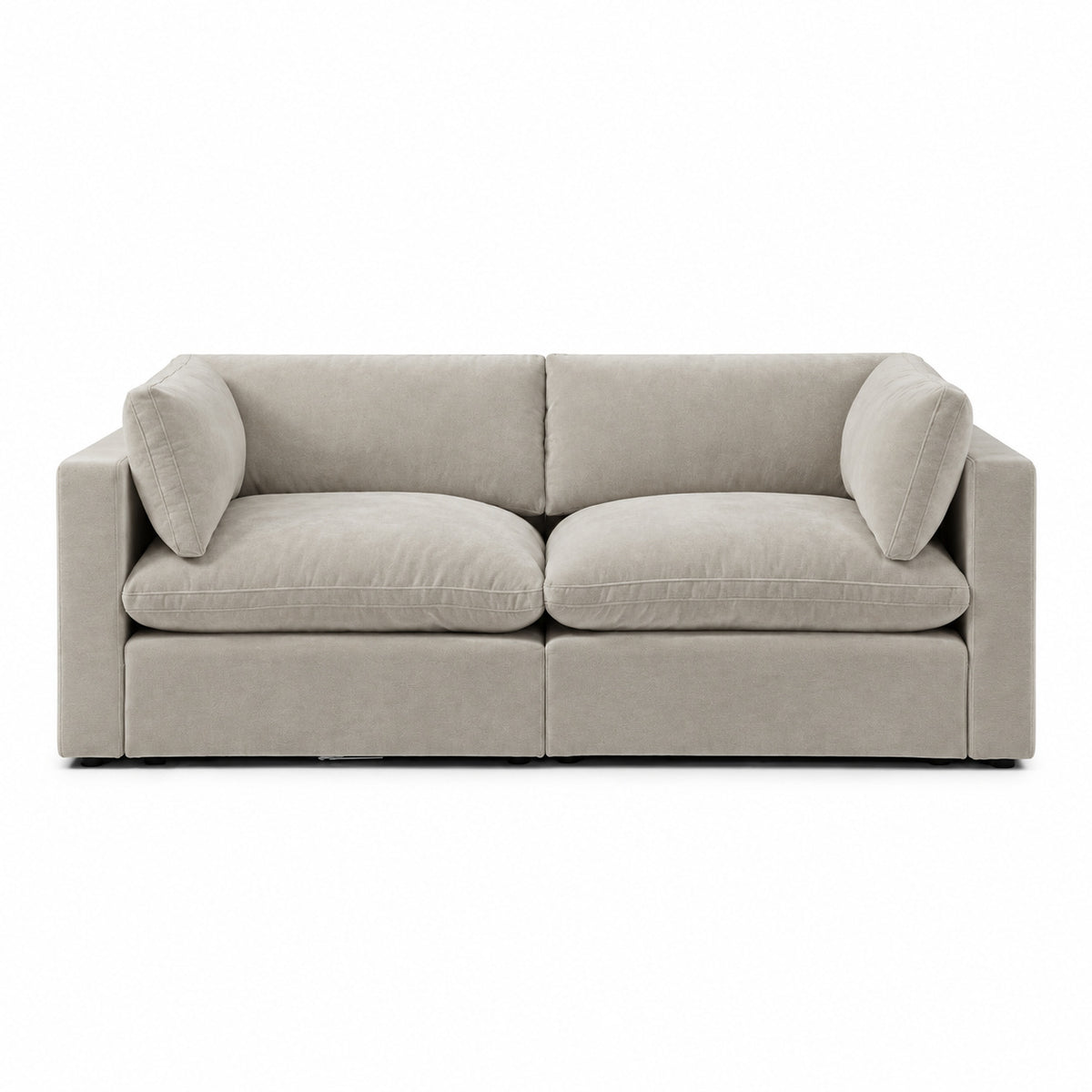 Bellano 2 Seater Sofa — plush velvet Vanilla Cream — Pillow — Extra-soft fibre & feather