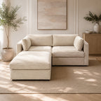 Bellano 2 Seater Sofa + Storage Ottoman in a light contemporary living room
