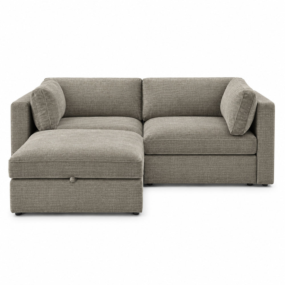 Bellano 2 Seater Sofa + Storage Ottoman — Luxe Chenille Summer Beach — Box — Supportive memory foam