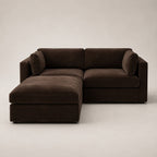 Bellano 2 Seater Sofa + Storage Ottoman in Double Espresso Luxe Chenille