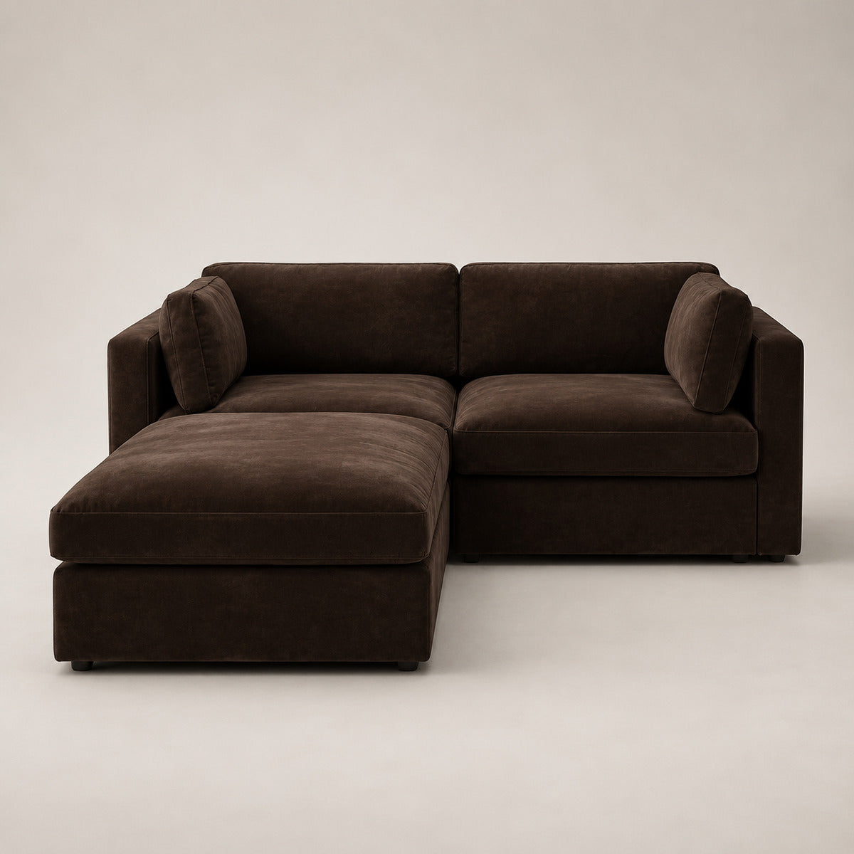 Bellano 2 Seater Sofa + Storage Ottoman in Double Espresso Luxe Chenille
