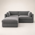 Bellano 2 Seater Sofa + Storage Ottoman in Luxe Steel Grey Luxe Chenille