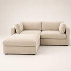 Bellano 2 Seater Sofa + Storage Ottoman in Summer Beach Luxe Chenille