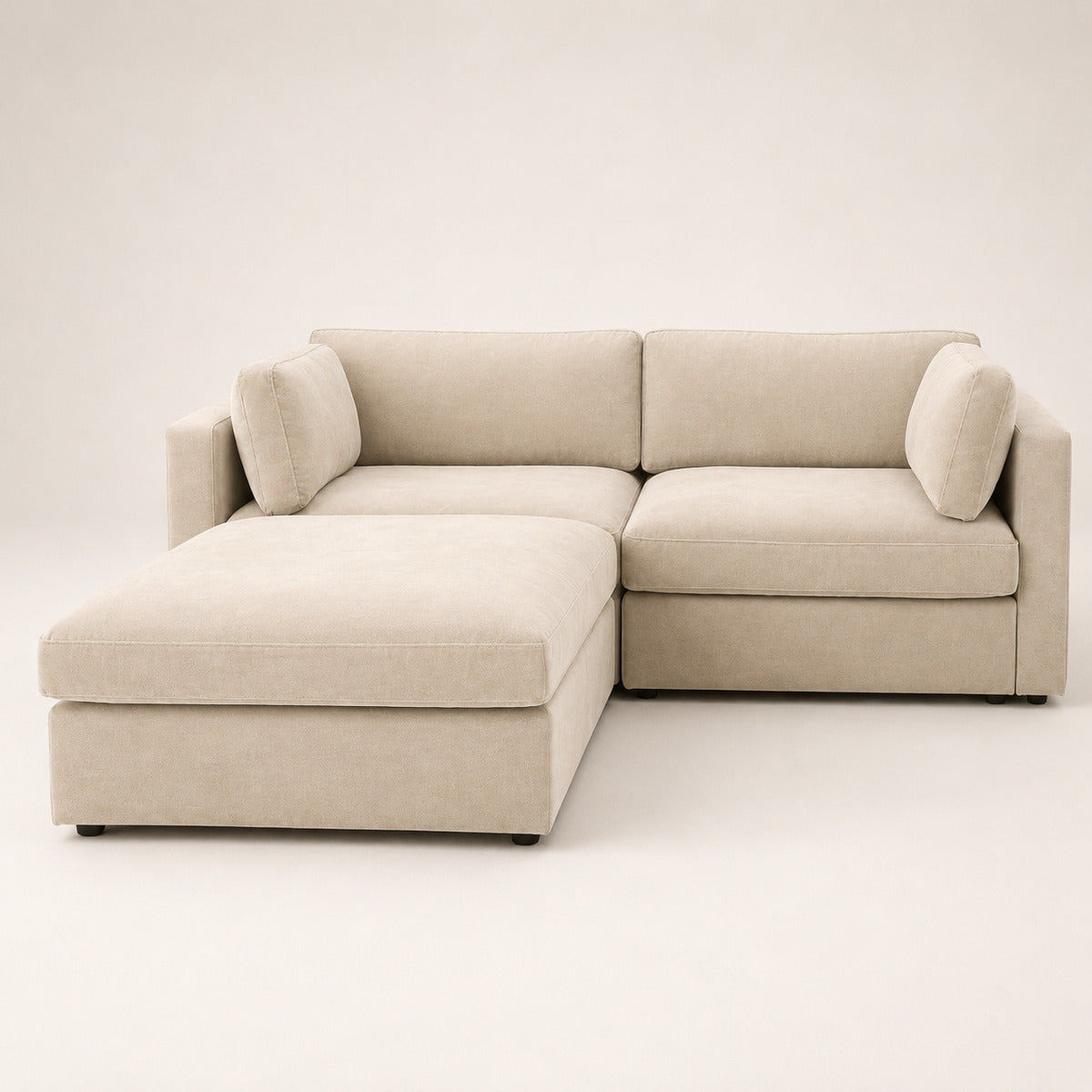 Bellano 2 Seater Sofa + Storage Ottoman in Summer Beach Luxe Chenille