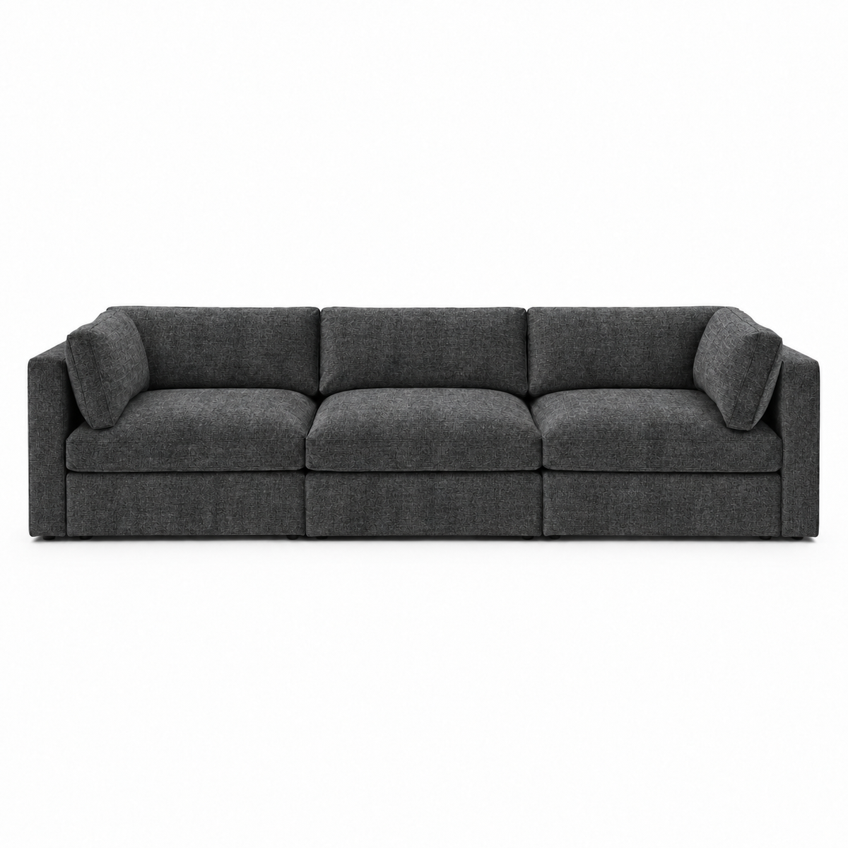Bellano 3 Seater Sofa — Luxe Chenille Luxe Steel — supportive box cushions
