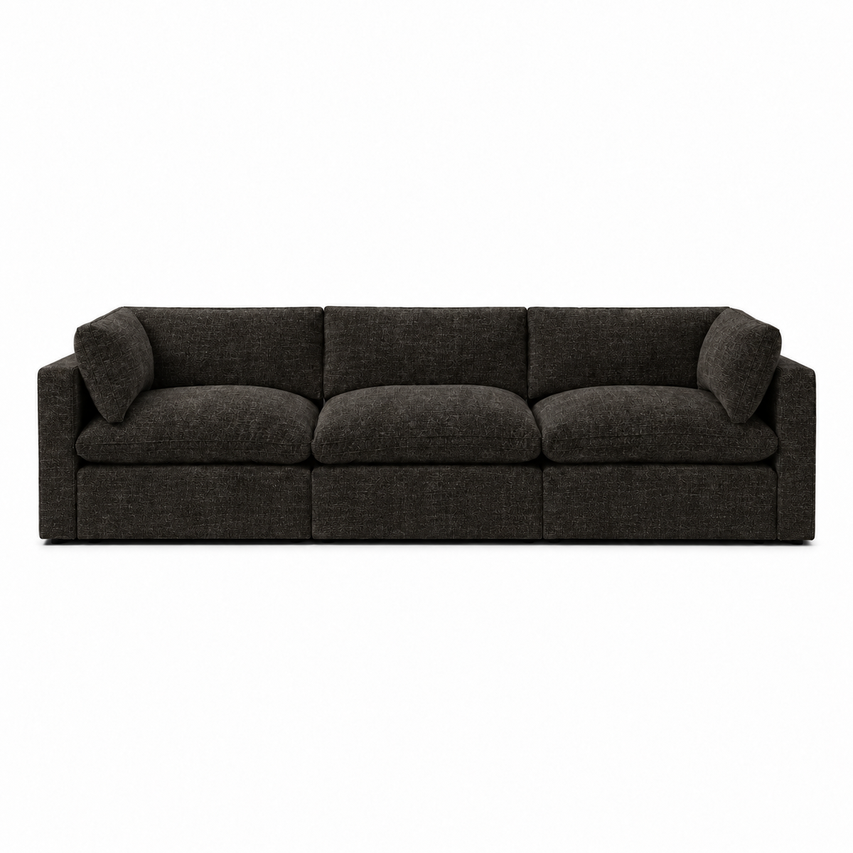 Bellano 3 Seater Sofa — Luxe Chenille double espresso — soft pillow cushions