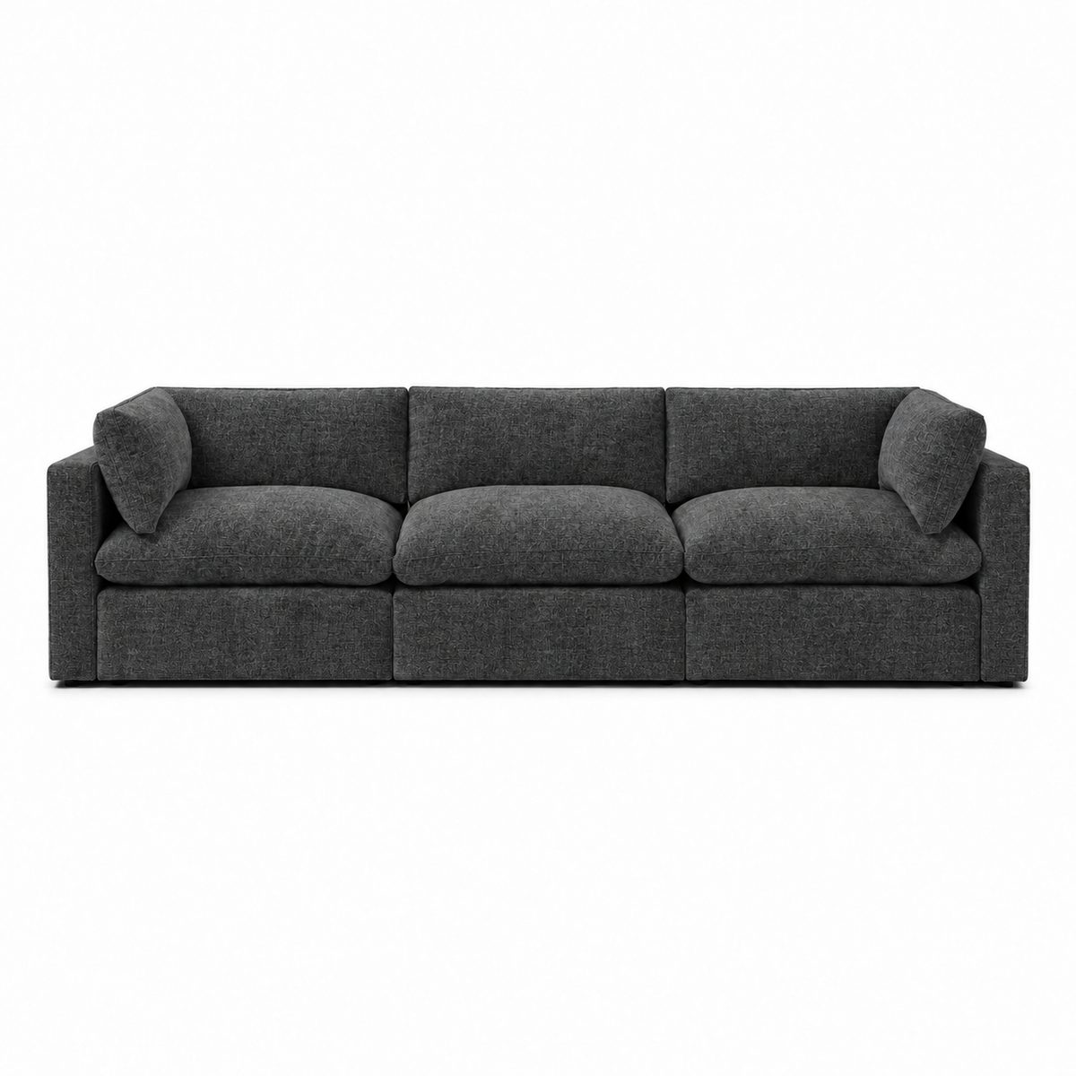 Bellano 3 Seater Sofa — Luxe Chenille Luxe Steel — soft pillow cushions