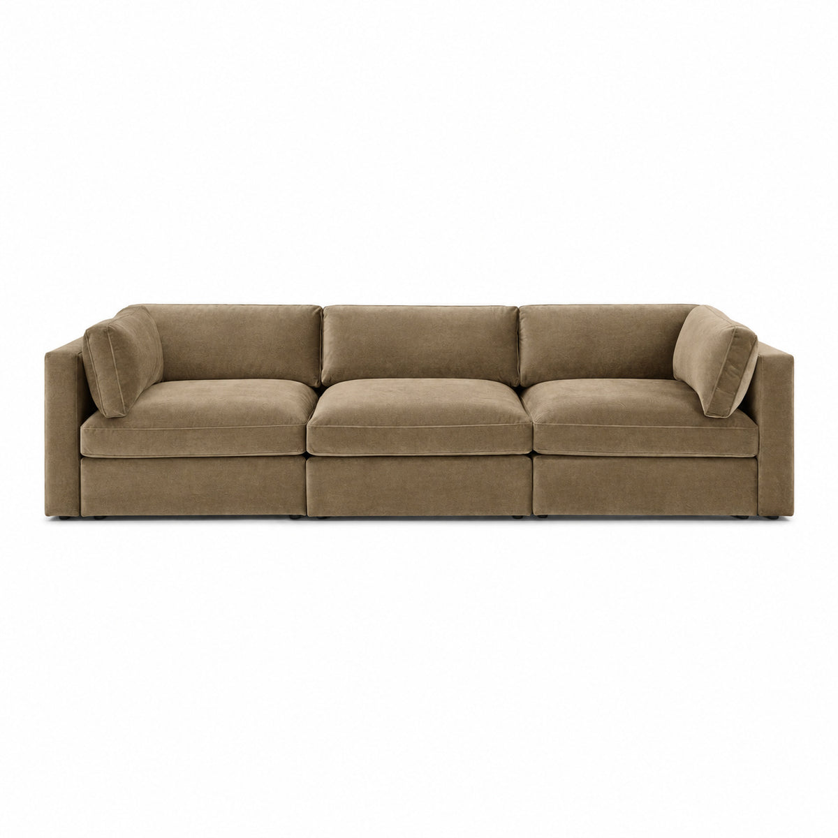 Bellano 3 Seater Sofa – plush velvet champagne mink – box cushions