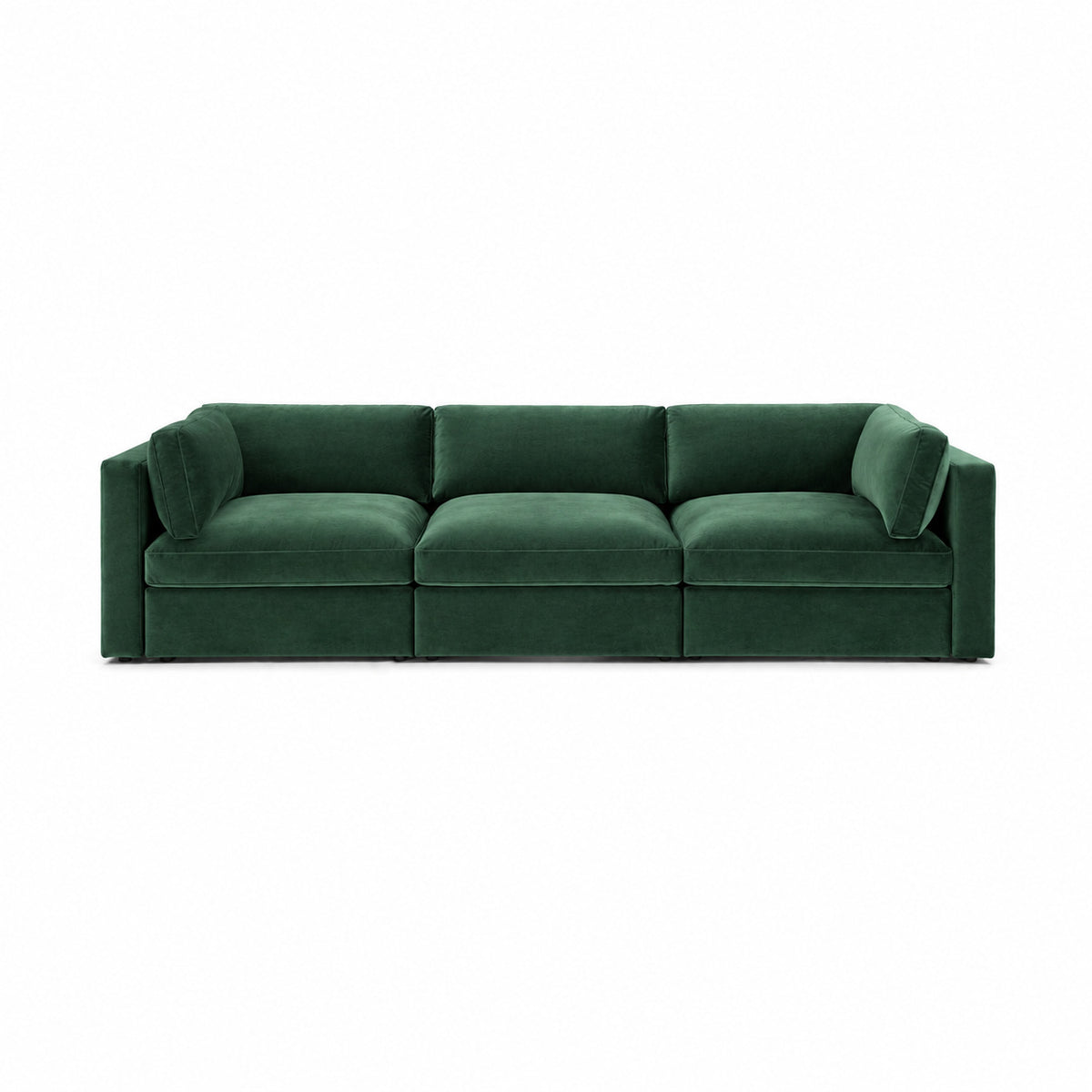 Bellano 3 Seater Sofa – plush velvet emerald – box cushions