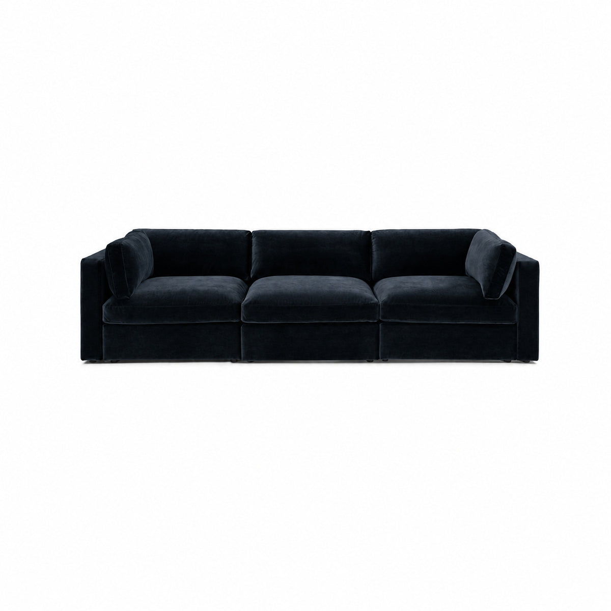 Bellano 3 Seater Sofa – plush velvet midnight noir – box cushions