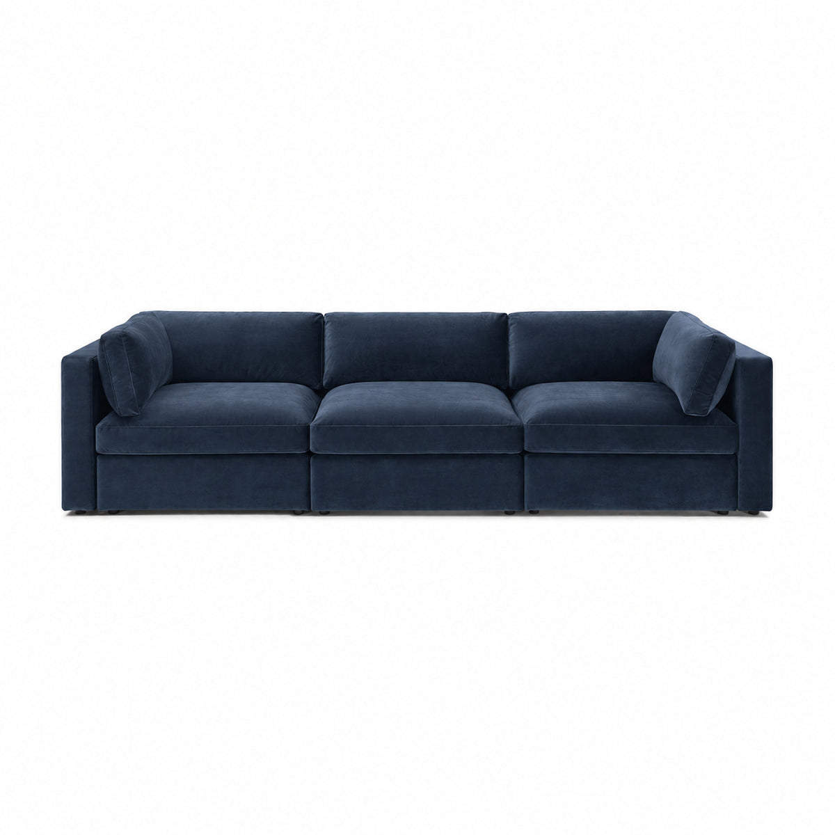 Bellano 3 Seater Sofa – plush velvet pacific – box cushions
