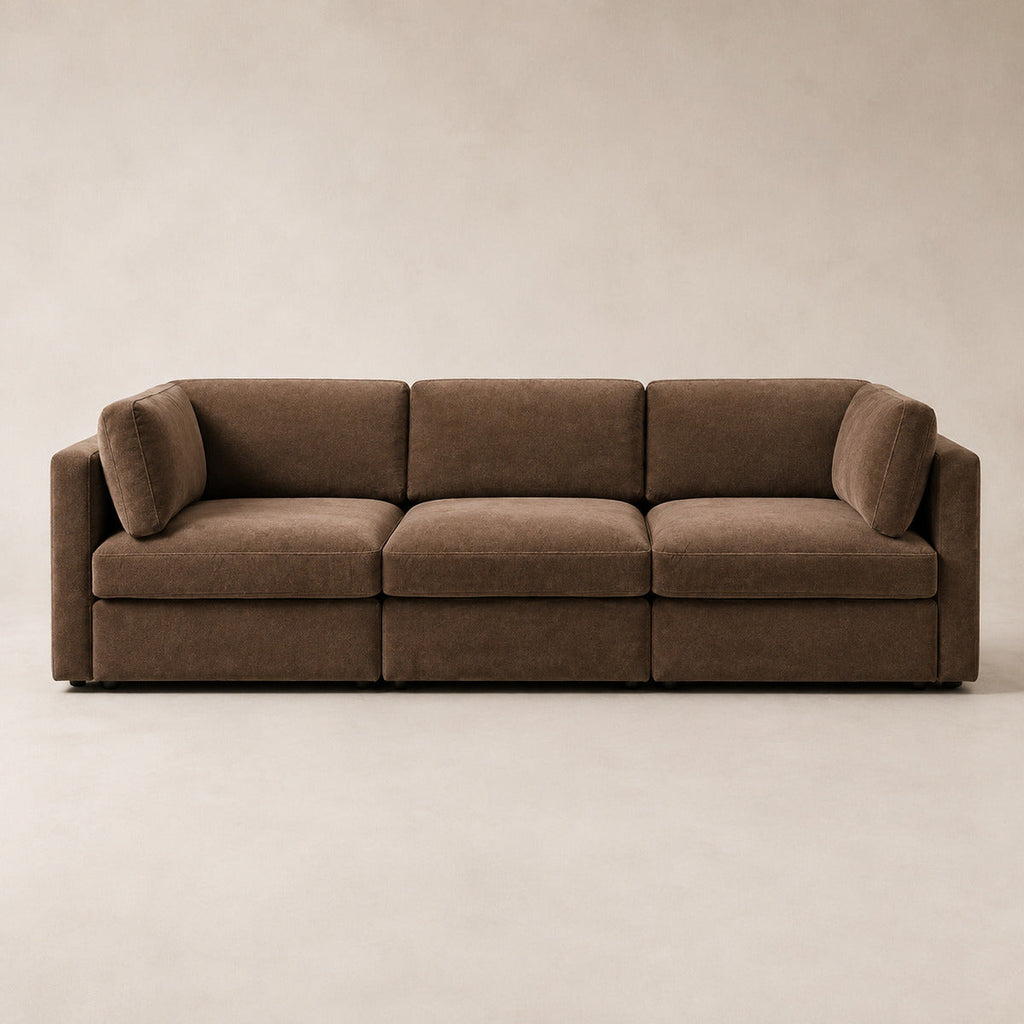 Bellano 3 Seater Sofa in Coffee Luxe Chenille