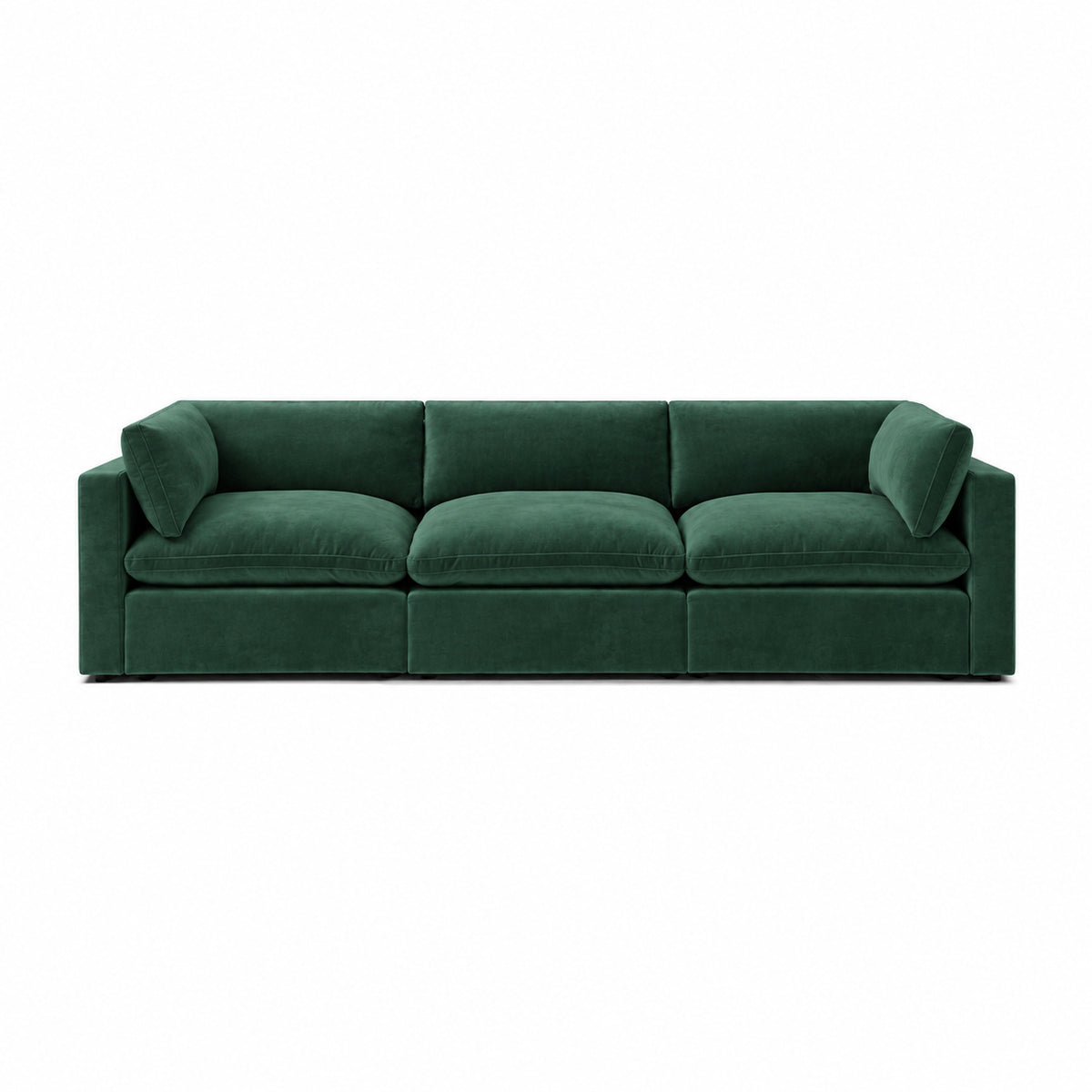 Bellano 3 Seater Sofa – plush velvet emerald – pillow cushions
