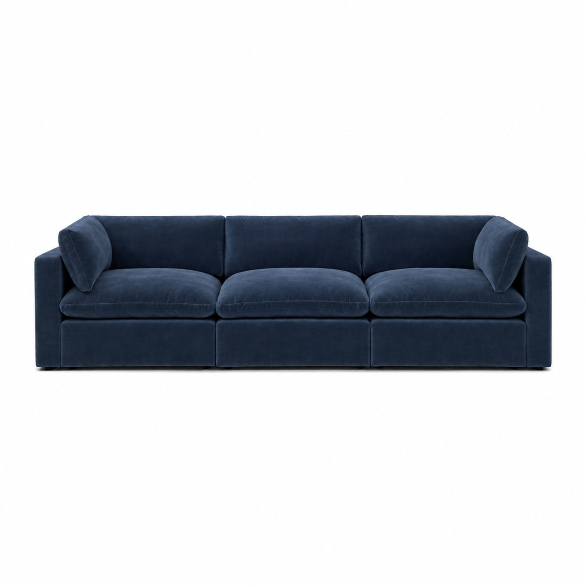 Bellano 3 Seater Sofa – plush velvet pacific – pillow cushions