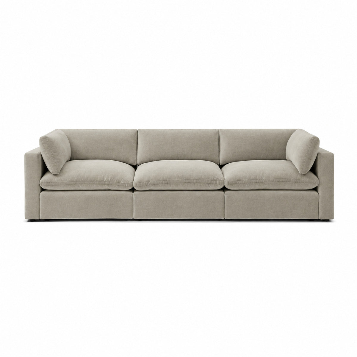 Bellano 3 Seater Sofa – plush velvet vanilla cream – pillow cushions