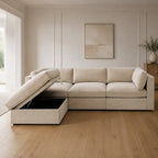 Bellano 3 Seater Sofa + Storage Ottoman in a light contemporary living room