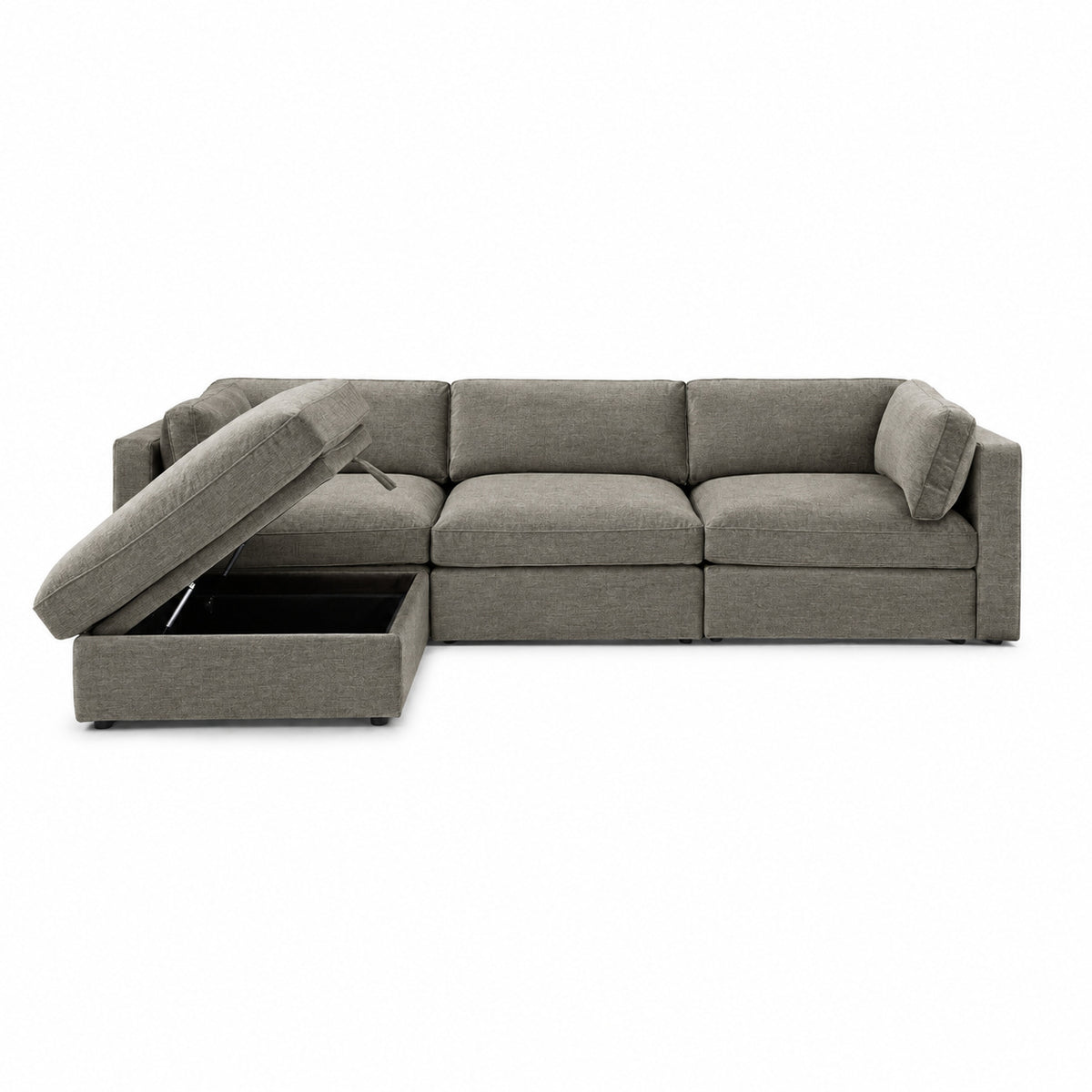 Bellano 3 Seater Sofa + Storage Ottoman — luxe chenille Crimsy Truffle — Box — Supportive memory foam