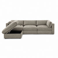 Bellano 3 Seater Sofa + Storage Ottoman — luxe chenille Summer Beach — Box — Supportive memory foam