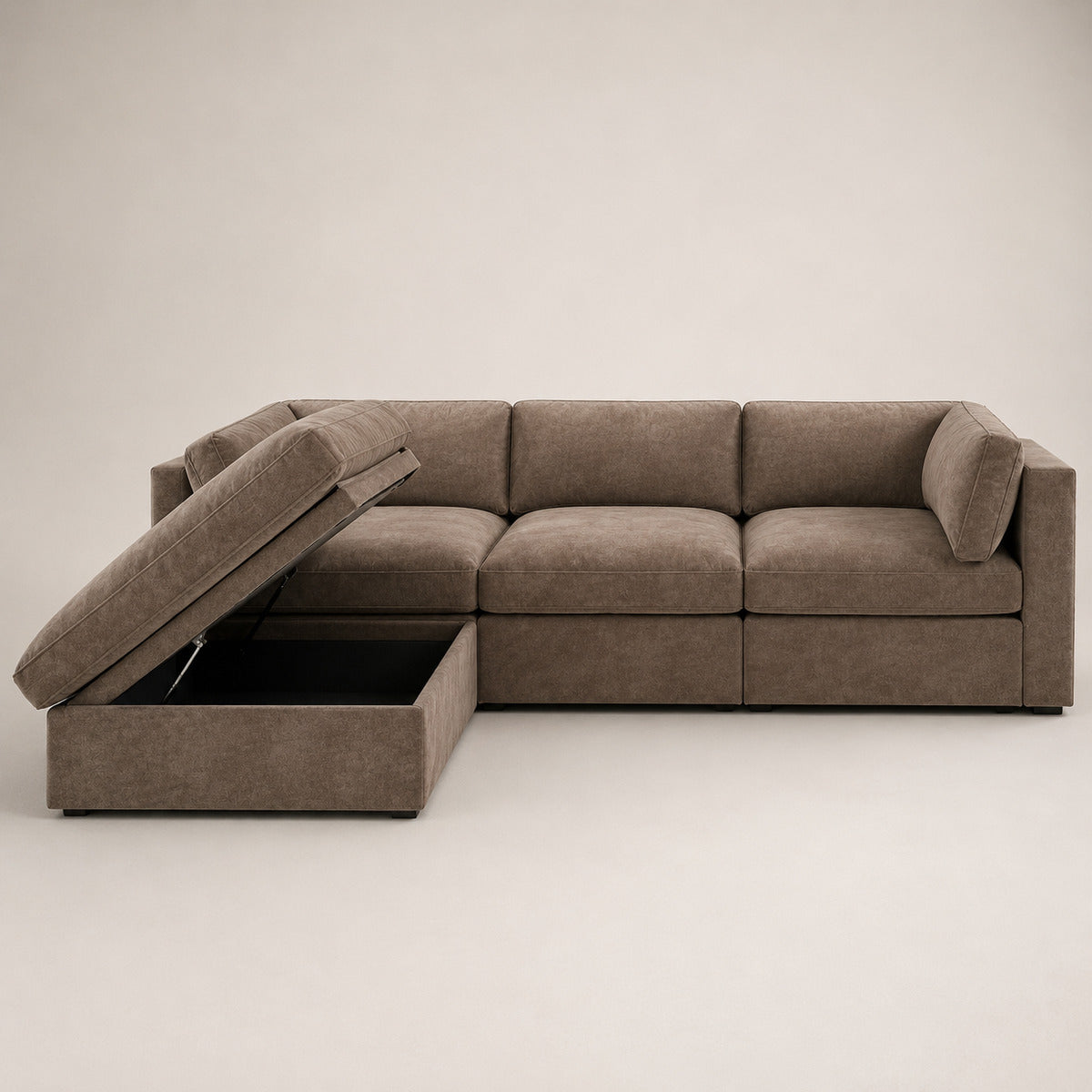 Bellano 3 Seater Sofa + Storage Ottoman in Coffee Luxe Chenille