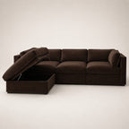 Bellano 3 Seater Sofa + Storage Ottoman in Double Espresso Luxe Chenille
