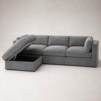 Bellano 3 Seater Sofa + Storage Ottoman in Luxe Steel Grey Luxe Chenille