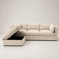 Bellano 3 Seater Sofa + Storage Ottoman in Summer Beach Luxe Chenille