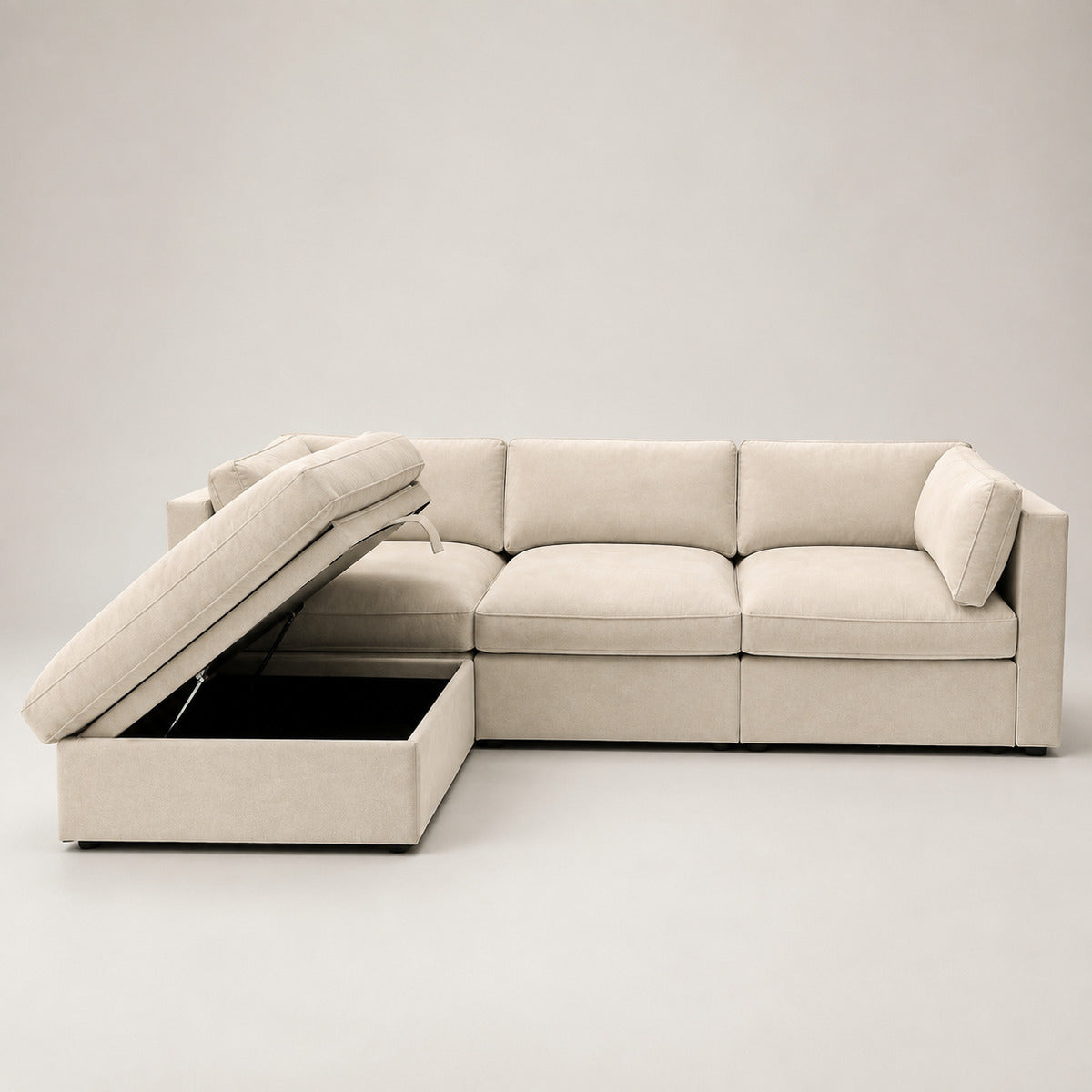 Bellano 3 Seater Sofa + Storage Ottoman in Summer Beach Luxe Chenille