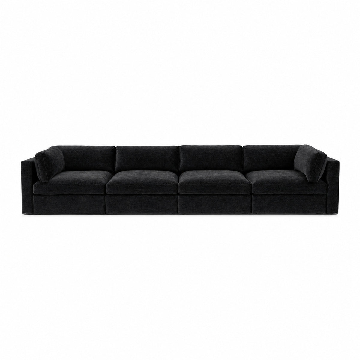 Bellano 4 Seater Sofa — luxe chenille Black Top — Box — Supportive memory foam