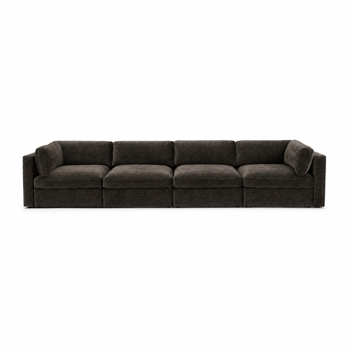 Bellano 4 Seater Sofa — luxe chenille Double Espresso — Box — Supportive memory foam