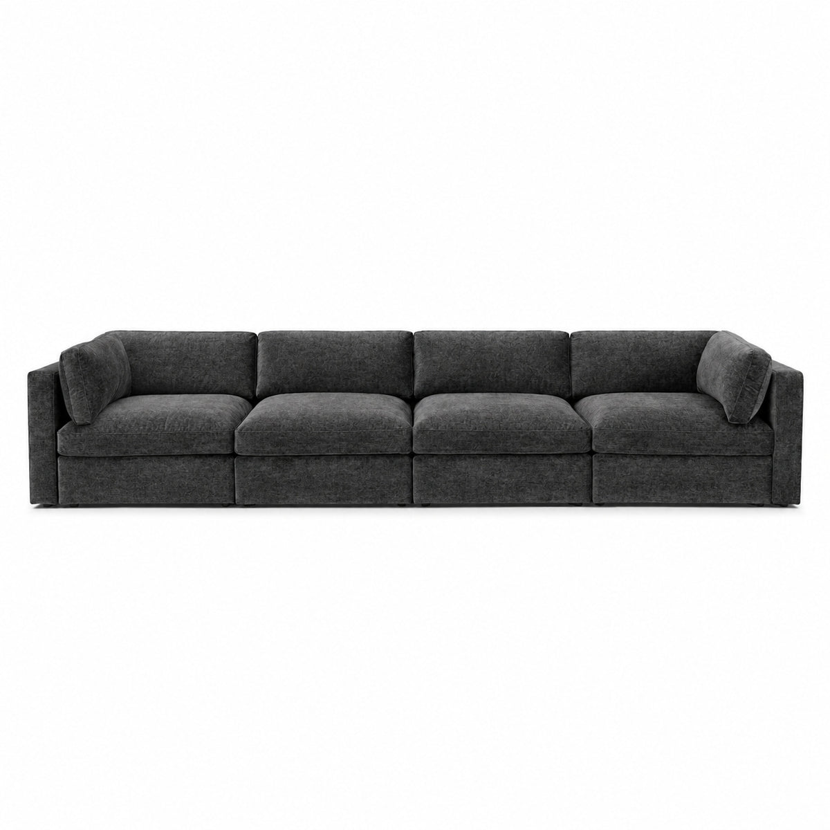 Bellano 4 Seater Sofa — luxe chenille Luxe Steel — Box — Supportive memory foam