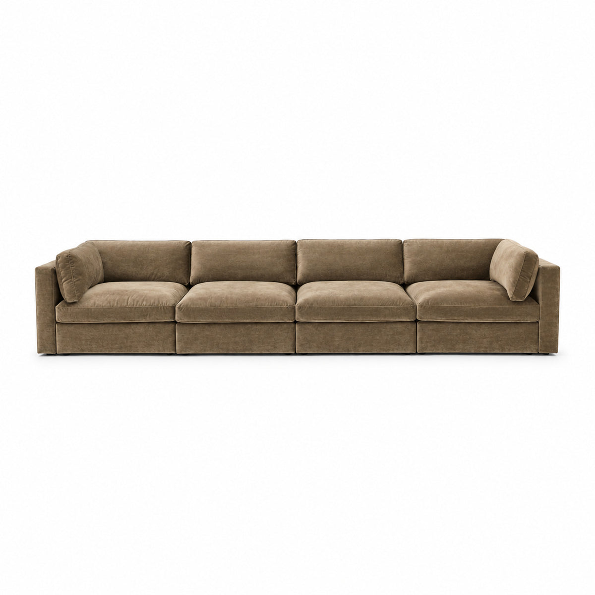Bellano 4 Seater Sofa — plush velvet Champagne Mink — Box — Supportive memory foam