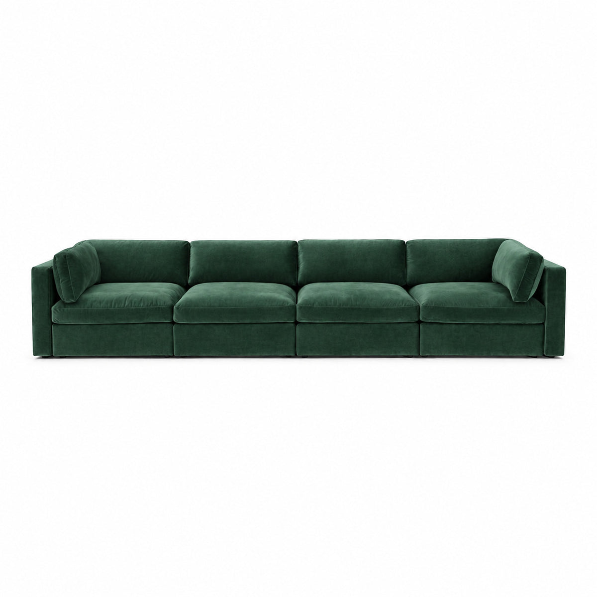 Bellano 4 Seater Sofa — plush velvet Emerald — Box — Supportive memory foam