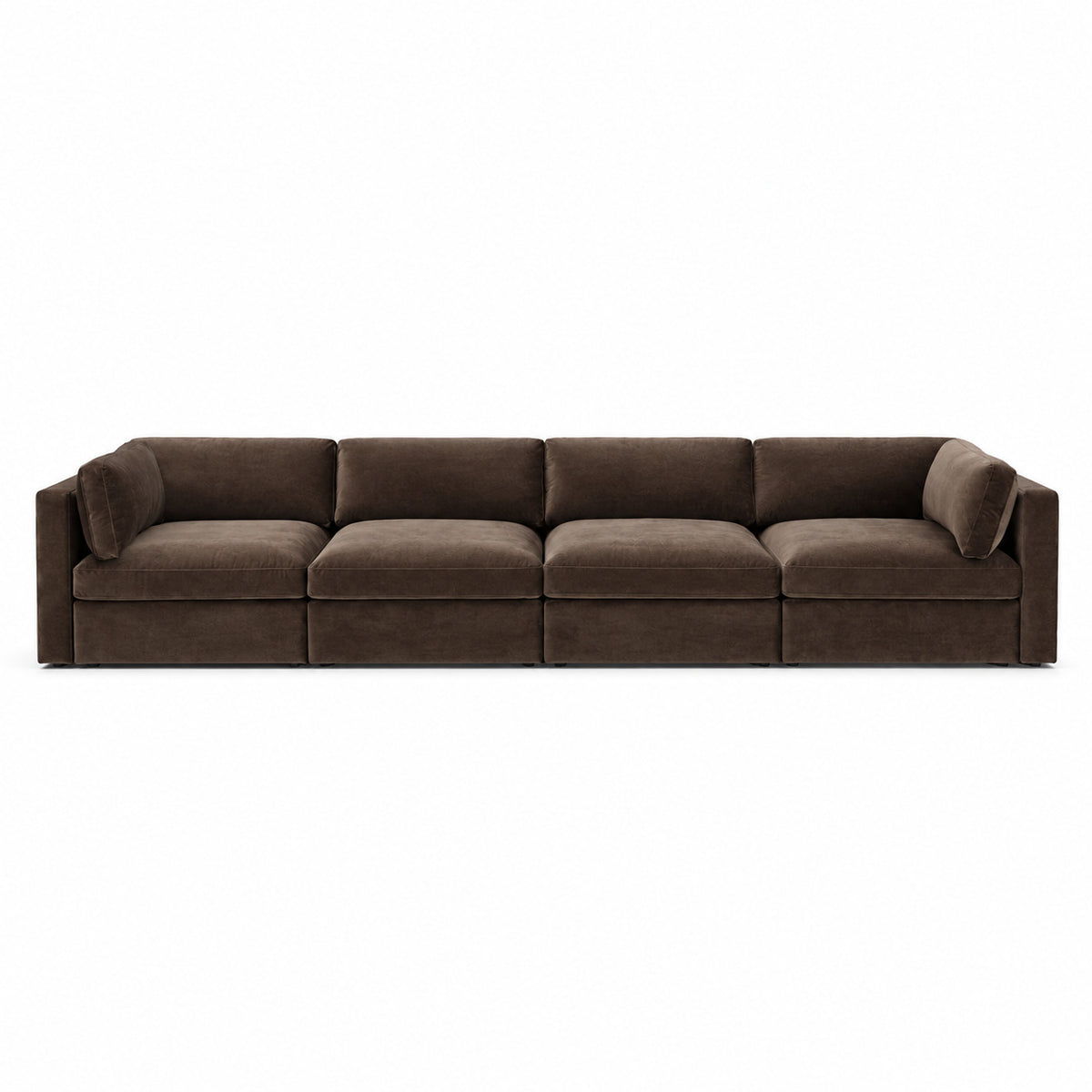 Bellano 4 Seater Sofa — plush velvet Espresso — Box — Supportive memory foam