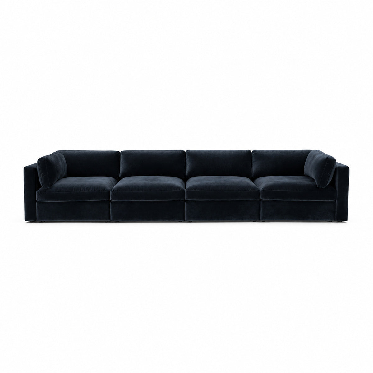 Bellano 4 Seater Sofa — plush velvet Midnight Noir — Box — Supportive memory foam