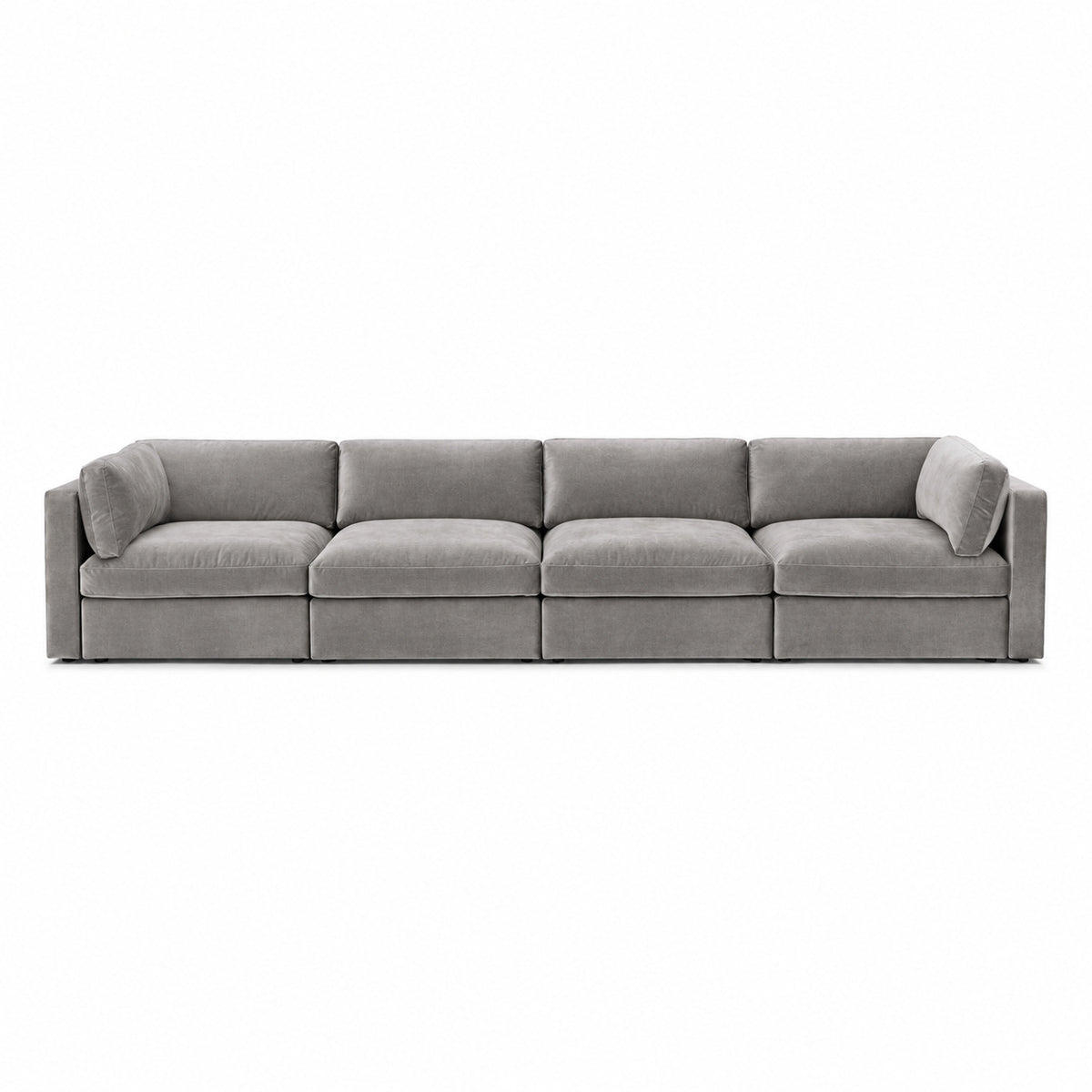 Bellano 4 Seater Sofa — plush velvet Silver — Box — Supportive memory foam