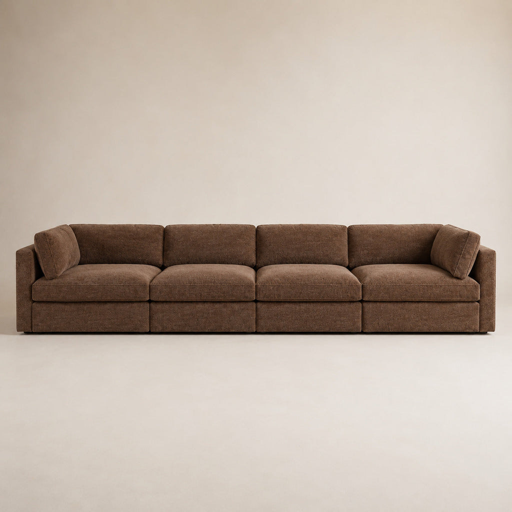 Bellano 4 Seater Sofa in Coffee Luxe Chenille