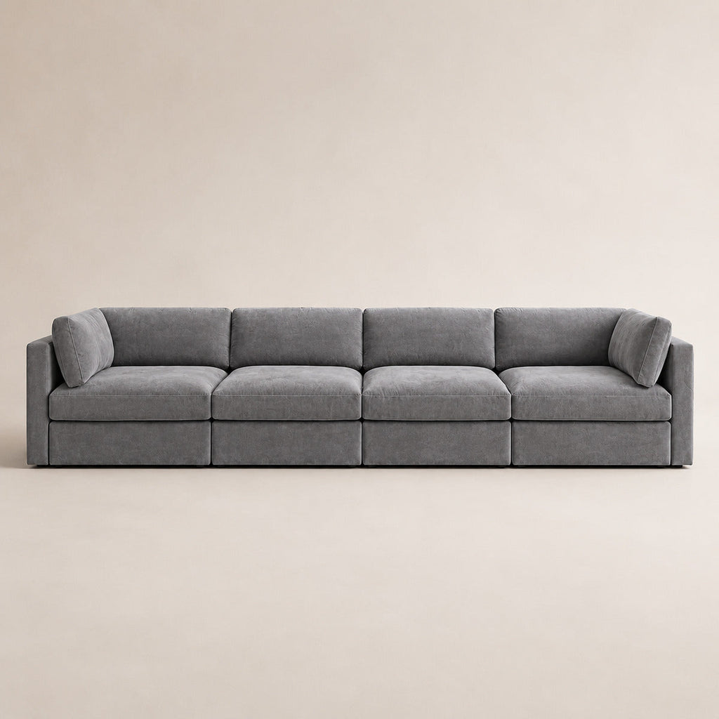 Bellano 4 Seater Sofa in Luxe Steel Grey Luxe Chenille