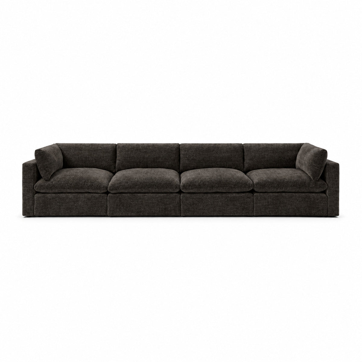 Bellano 4 Seater Sofa — luxe chenille Double Espresso — Pillow — Extra-soft fibre & feather