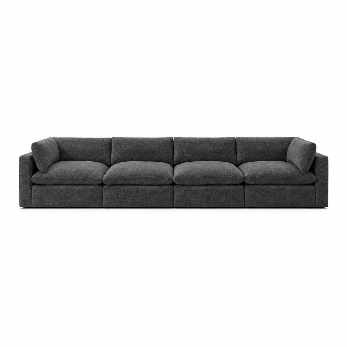 Bellano 4 Seater Sofa — luxe chenille Luxe Steel — Pillow — Extra-soft fibre & feather