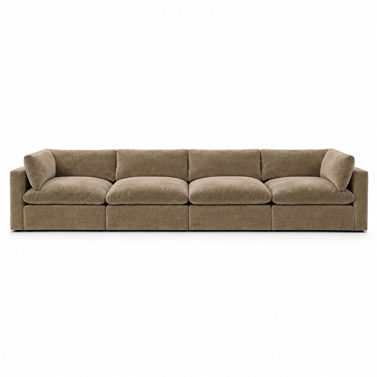 Bellano 4 Seater Sofa — plush velvet Champagne Mink — Pillow — Extra-soft fibre & feather