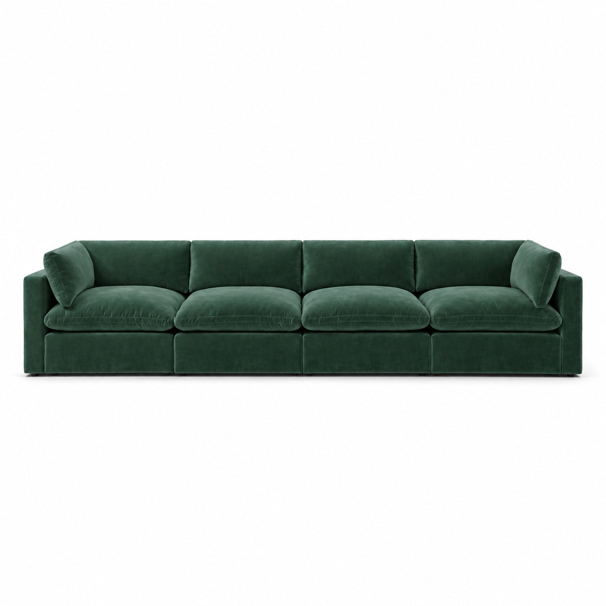 Bellano 4 Seater Sofa — plush velvet Emerald — Pillow — Extra-soft fibre & feather