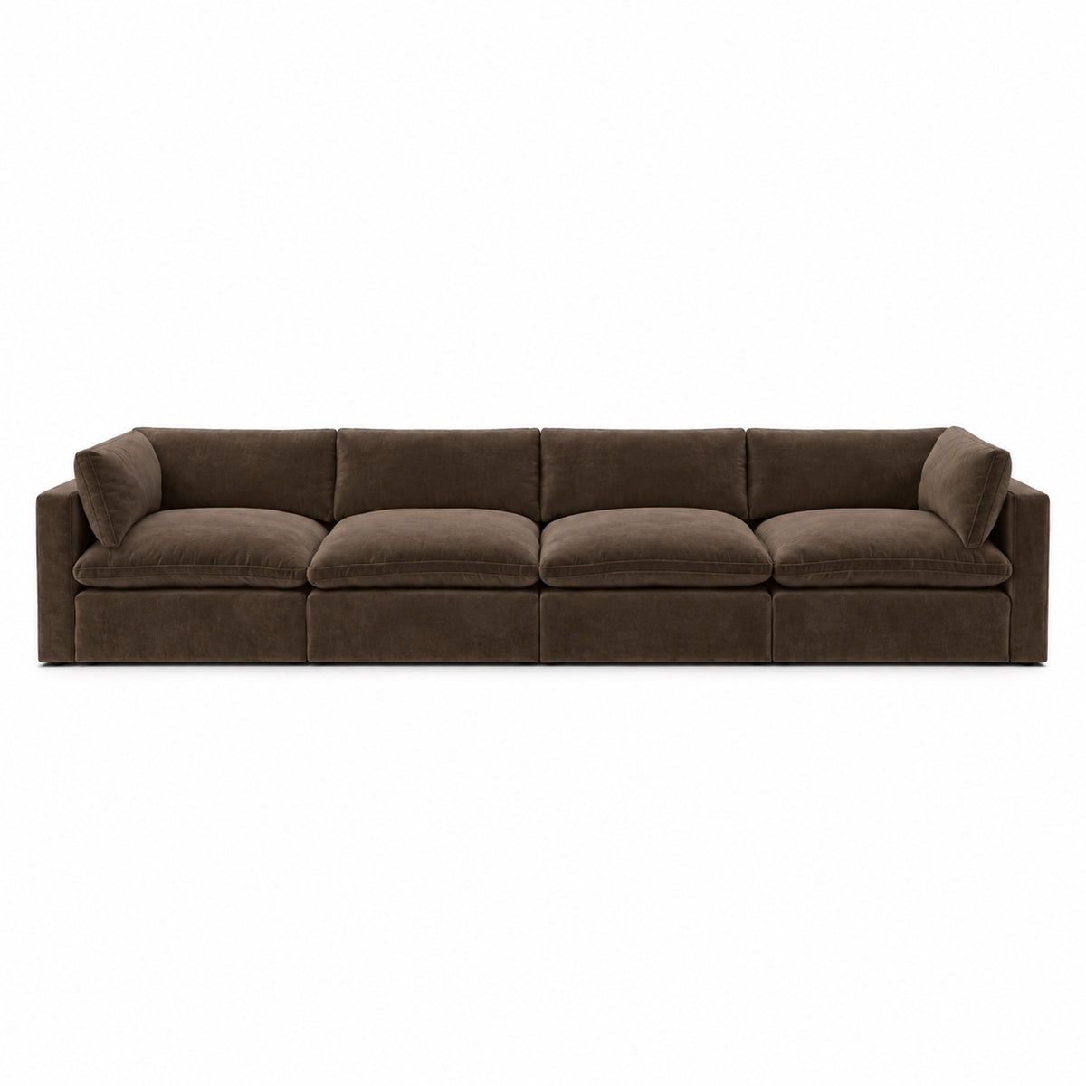 Bellano 4 Seater Sofa — plush velvet Espresso — Pillow — Extra-soft fibre & feather